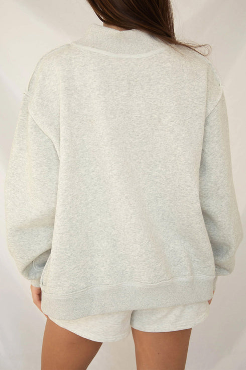 Polka Dot Letter Applique Loose Long Sleeve Pullover Sweatshirt