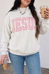 Polka Dot Letter Applique Loose Long Sleeve Pullover Sweatshirt