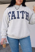 Polka Dot Letter Applique Loose Long Sleeve Pullover Sweatshirt
