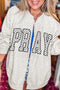 Polka Dot Lettering Graphic Open Front Sweatshirt