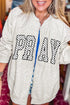 Polka Dot Lettering Graphic Open Front Sweatshirt