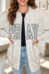 Polka Dot Lettering Graphic Open Front Sweatshirt