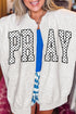 Polka Dot Lettering Graphic Open Front Sweatshirt