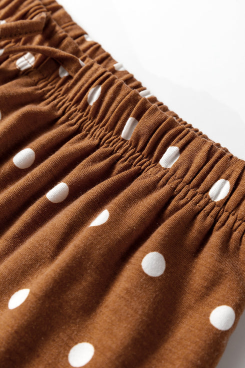 Polka Dot Long Sleeve Button Down Wide Leg Pajama Set