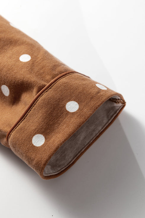 Polka Dot Long Sleeve Button Down Wide Leg Pajama Set