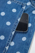 Polka Dot Long Sleeve Collar Shift Tunic Denim Jacket