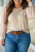 Polka Dot Long Sleeve Round Neck Top