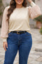 Polka Dot Long Sleeve Round Neck Top