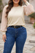 Polka Dot Long Sleeve Round Neck Top