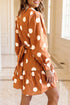 Polka Dot Long Sleeve Tie Waist Shift Mini Dress