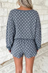 Polka Dot Long Sleeve Top Drawstring Loose Short Set