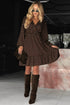 Polka Dot Long Sleeve Wrap Ruffle Hem Mini Dress