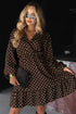 Polka Dot Long Sleeve Wrap Ruffle Hem Mini Dress
