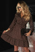Polka Dot Long Sleeve Wrap Ruffle Hem Mini Dress