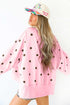 Polka Dot Loose Split Hem Long Sleeve Pullover Top
