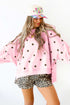 Polka Dot Loose Split Hem Long Sleeve Pullover Top