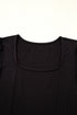 Polka Dot Mesh Puff Sleeve Ribbed Square Neck Top