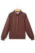 Polka Dot Metal Button Collared Pullover Sweatshirt