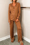 Polka Dot Notched Collar Button Front Pajama Set