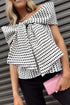 Polka Dot Off Shoulder Bow Knot Short Sleeve Blouse