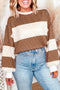 Polka Dot Paneled Seam Drop Shoulder Long Sleeve Top