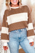 Polka Dot Paneled Seam Drop Shoulder Long Sleeve Top