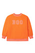 Polka Dot Patchwork Letter Applique Mock Neck Graphic Sweatshirt