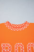 Polka Dot Patchwork Letter Applique Mock Neck Graphic Sweatshirt