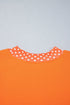 Polka Dot Patchwork Letter Applique Mock Neck Graphic Sweatshirt