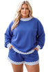 Polka Dot Patchwork Long Sleeve Cotton Two Piece Loungewear