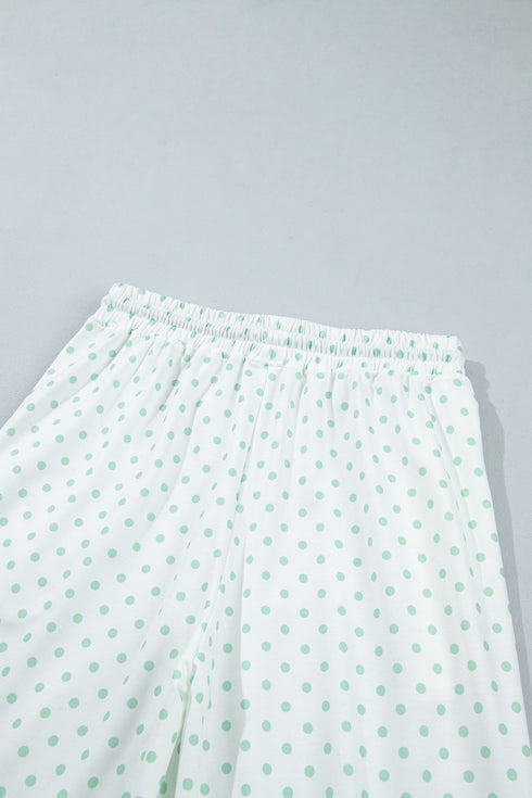 Polka Dot Patchwork Long Sleeve Two Piece Pant Set
