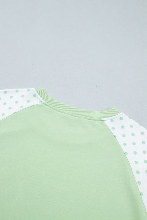 Polka Dot Patchwork Long Sleeve Two Piece Pant Set