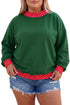 Polka Dot Patchwork Paneled Graphic Pullover Sweatshirt