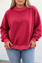 Polka Dot Patchwork Round Neck Relaxed Cotton Pullover Sweatshirt