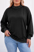 Polka Dot Patchwork Round Neck Relaxed Cotton Pullover Sweatshirt