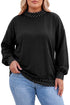 Polka Dot Patchwork Round Neck Relaxed Cotton Pullover Sweatshirt