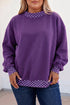 Polka Dot Patchwork Round Neck Retro Inspired Sweatshirt