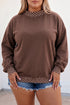 Polka Dot Patchwork Round Neck Retro Inspired Sweatshirt