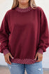 Polka Dot Patchwork Round Neck Retro Inspired Sweatshirt