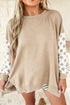 Polka Dot Patchwork Sleeve Crew Neck Loose Pullover Sweatshirt