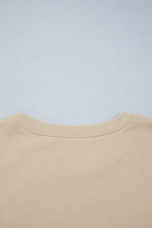 Polka Dot Patchwork Sleeve Crew Neck Loose Pullover Sweatshirt
