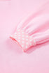 Polka Dot Patchwork Trim Mock Neck Oversized Sweatshirt