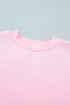 Polka Dot Patchwork Trim Mock Neck Oversized Sweatshirt