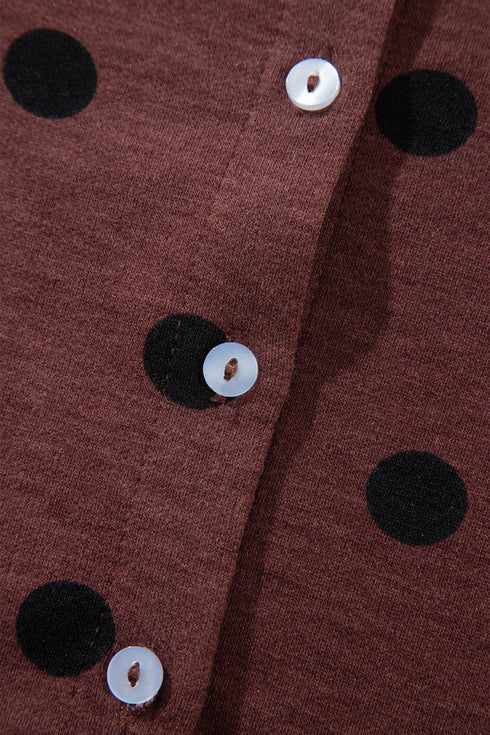 Polka Dot Pattern Button Front Long Sleeve Shirt
