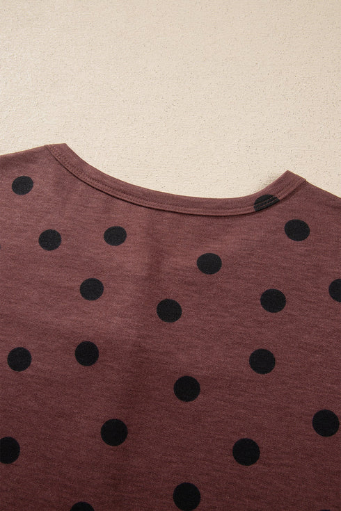 Polka Dot Pattern Button Front Long Sleeve Shirt