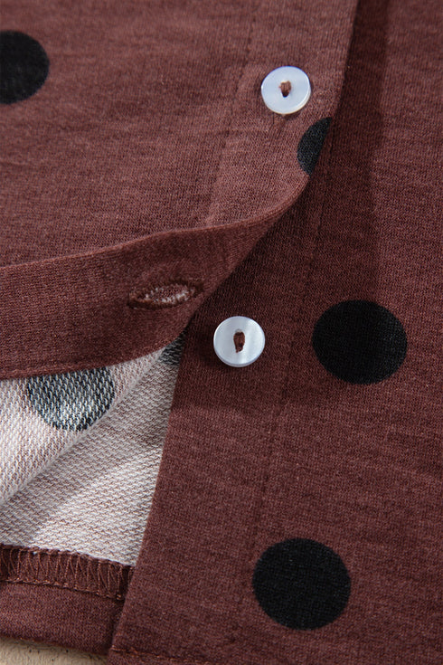Polka Dot Pattern Button Front Long Sleeve Shirt