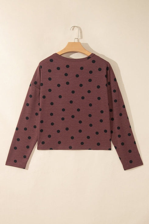 Polka Dot Pattern Button Front Long Sleeve Shirt