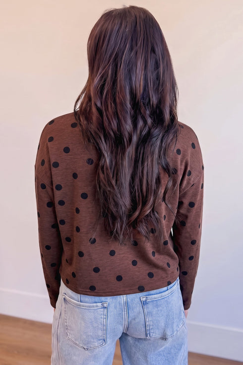 Polka Dot Pattern Button Front Long Sleeve Shirt