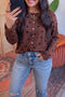 Polka Dot Pattern Button Front Long Sleeve Shirt