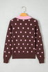 Polka Dot Pattern Collared Loose Pullover Sweater